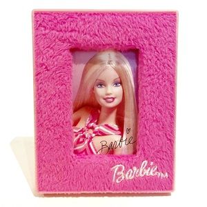 Vintage 2002 Barbie Furry Pink Picture Frame Photo Mattel Y2K Fluffy Fuzzy Fur